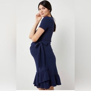 Pea in the Pod Navy Ruffle Maternity Dress M